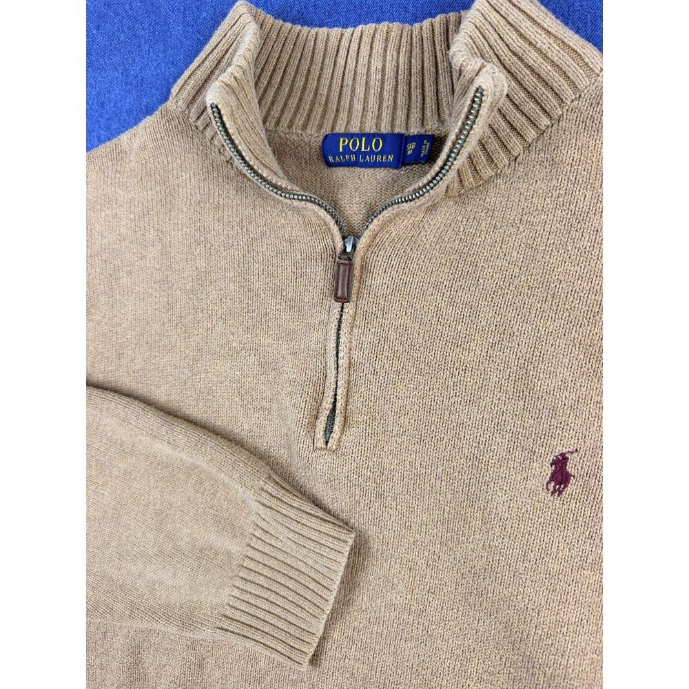 Polo Ralph Lauren Men’s 5XB Big Tan Quarter Zip Sweater Pony Logo